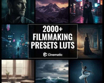 Paquete de más de 2000 preajustes LUT cinematográficos para la producción de películas | Paquete de corrección de color profesional para Premiere Pro, DaVinci Resolve y Final Cut Pro.