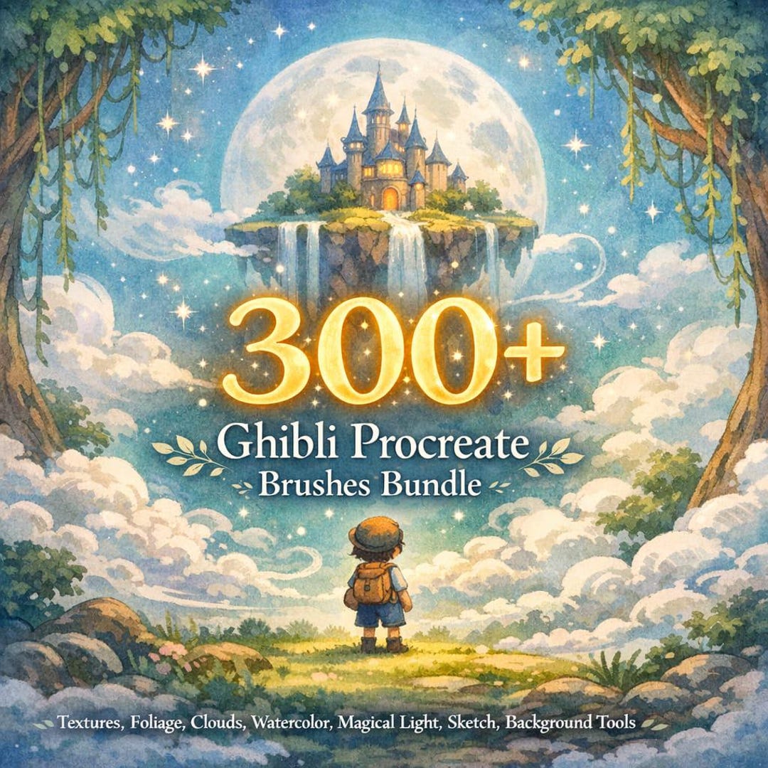 Ghibli Procreate Brushes Bundle –300+ Anime Dreamscape Procreate ...