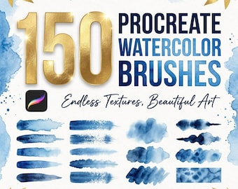 150+ Procreate akvarellpenslar, texturpenslar, digitalt målningskit, Procreate penselset, iPad-konstverktyg, direktnedladdning
