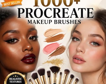 1000+ Procreate Face & Makeup Brushes | Portrait Stamps, Eye, Lip, Nose, Hair Texture Brushes | Procreate Face Stamp Kit