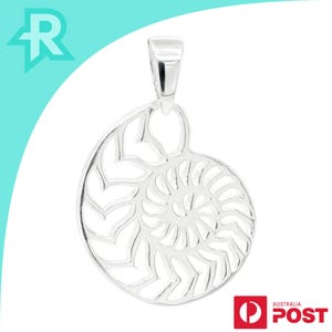 Nautilus Shell Cross Section Sterling Silver 925 Pendant