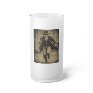 Billy the Kid Beer Mug: Vintage Western Outlaw Frosted Glass