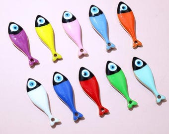 Bulk sale 10pcs 20x6.5mm mixed colors stainless steel GOLD Fish charms findings