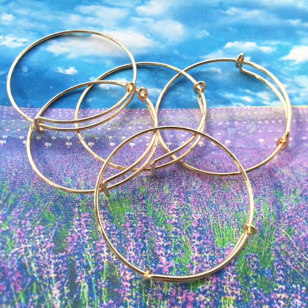 Smaller size--10pcs 50mm adjustable slider white k silver/kc gold bangle wire bracelets fit children wrist