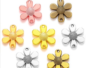 100pcs 15x13mm antiqued Bronze/antiqued silver/antiqued gold/rose gold/bright gold/bright silver flower charms connectors charms findings