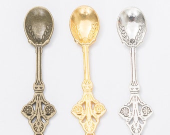 30pcs 59x15mm antiqued Silver/antiqued bronze/bright gold/rose gold filigree flower spoon charms findings