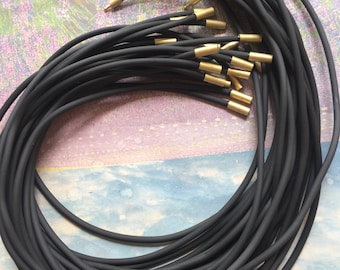 10pcs 18 inch 3mm thickness black rubber round choker necklace cords with Matte gold stainless needle clasps