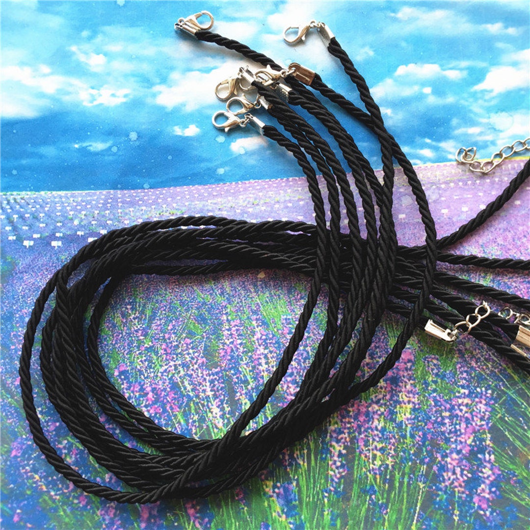 20pcs 11-27 Inch Adjustable 3mm Black Satin Twist Choker Necklace Cords ...