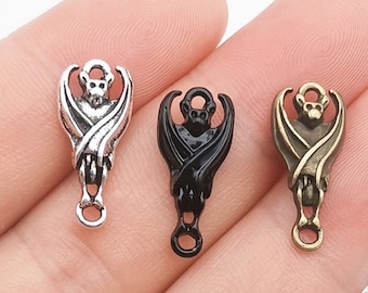 Bulk sale 50pcs 21x8mm antiqued Silver/antiqued bronze/Black Bat connectors findings pendant charms