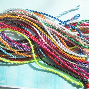 SAMPLE--20pcs 18-20 inch  3mm assorted(20 colors) satin twist necklace cords with matching ball and hole connectors