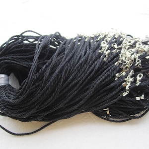10pcs 7-27 inch adjustable for your choose 2mm braided black silk necklace cords with lobster clasps and extender