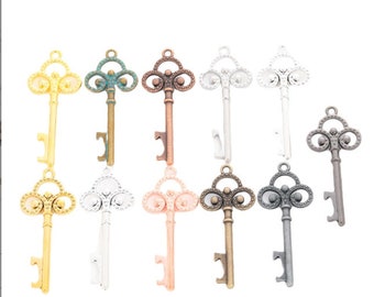 20 piezas 66x27mm plata envejecida/bronce envejecido/bronce/oro brillante/oro rosa/oro envejecido/peltre envejecido grandes hallazgos de dijes de llave
