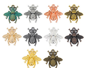 Bulk Sale--100pcs 21x20mm KC gold/antiqued bronze/antiqued silver/rose gold/Bright gold/antiqued copper/antiqued green Bee charms findings