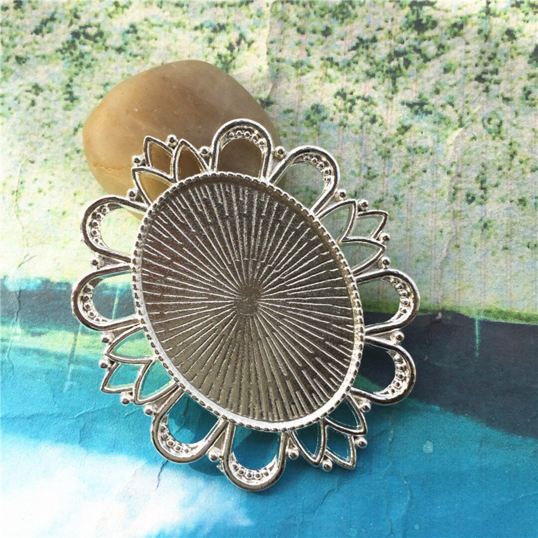 10x Ciondolo Vintage Lunetta Cabochon Impostazioni Vassoio Ovale - Foto 2
