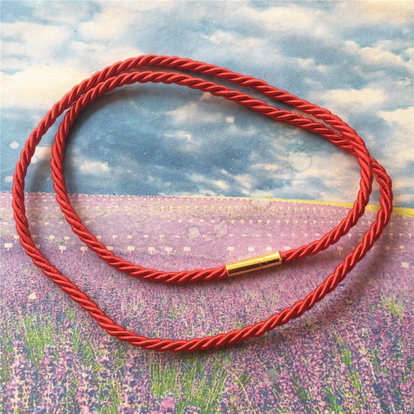 3pcs 7-27 inch for your choose 3mm thickness RED Silk round choker necklace with GOLD stainless needle clasps