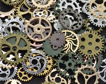 Bulk sale--100g assorted  steampunk gears charms findings--steampunk gears collections--10 colors for your choose