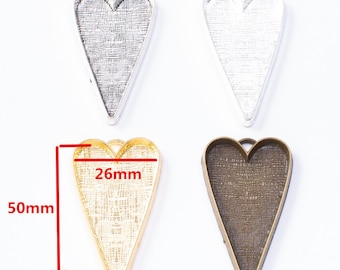 Bulk Sale--30pcs 51x30mm bright gold filigree heart bezel pendant blanks(49x26mm cabochon size)