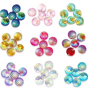100pcs 12mm Resin fish scale (9 colors for your choose) round cabochons/bezel tray cabs/glass covers/cabochon blanks