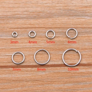 Bulk sale 200pcs3mm-10mm stainless steel silver open jump rings/split rings charms findings