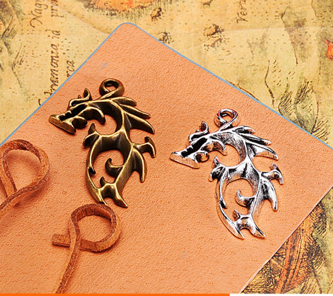 Bulk Sale 20pcs 41x26mm antiqued silver/antiqued bronze dragon Etsy