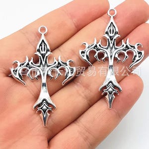 Bulk Sale 20pcs 55x35mm antiqued silver Fire  Cross charms findings