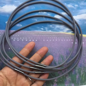 10pcs 7-27 inch you choose 3mm thickness matte hollow rubber round choker necklace cords with Gunmetal needle clasps