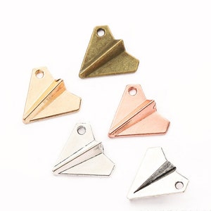 Bulk Sale 100pcs 18x17mm Antiqued Silver/antiqued bronze/Rose gold/kc gold paper airplane charms  findings