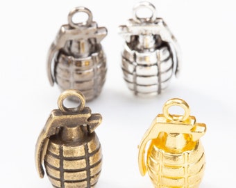 Bulk Sale 20 Stück 23x15mm antik silber/antik bronze/hellgold/gunmetal Handgranaten Charms Anhänger