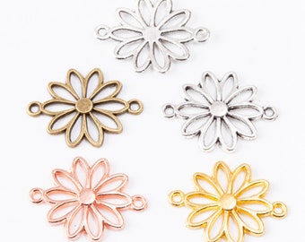 50 Stück 25x20mm antik Silber/antik bronze/helles Gold/Roségold filigran LotusBlüte Charms Verbinder Charms