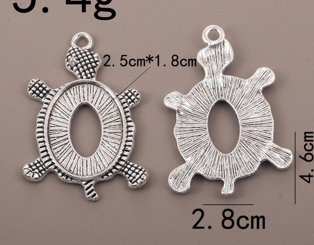 Bulk Sale--10pcs 46x28mm Antiqued Silver Filigree TURTLE Bezel