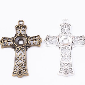 Bulk Sale 20pcs 87x58mm antiqued Silver/antiqued bronze Large crystal style cross/crucifix charms findings