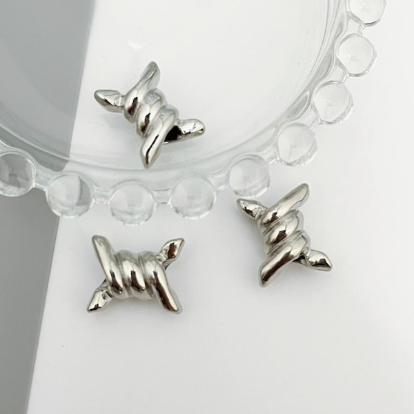 30pcs 17x14mm silver thorns spacer beads charms findings hole 3mm
