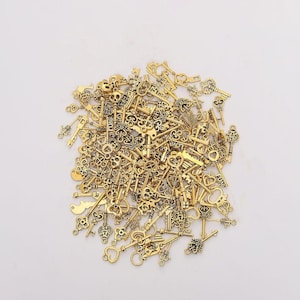 Wholesale 120pcs assorted antiqued Gold Keys charms findings
