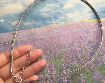 Silver clasp--1pcs 7-27 inch silver 0.8mm thickness 5 multiple stainless steel round choker necklace wires