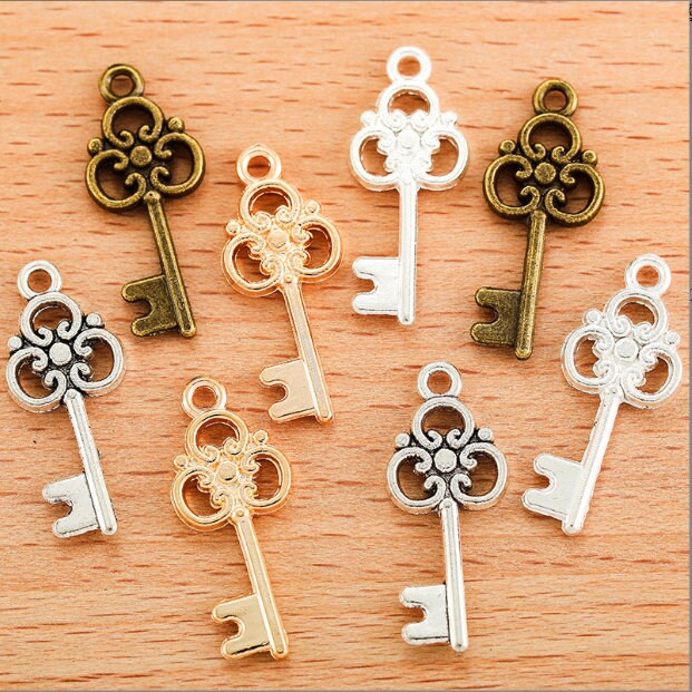 Frcolor Antique Keys 100pcs Vintage Keys Set Retro Alloy DIY Handmade Accessories Pendants (Gold), Adult Unisex, Size: 10x6x2CM