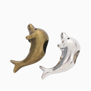 100pcs 18x10.4mm antiqued silver/antiqued bronze Dolphin large hole spacer beads charms findings hole 4.8mm