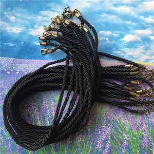 10pcs 7-27 inch adjustable for your choose 3mm braided rope necklace cords with antiqued bronze finish--more than 25 colors