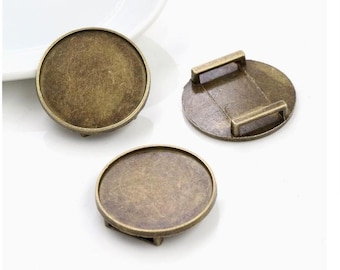 Großverkauf 20 Stück 25 mm (Cabochongröße) Antik Bronze / Antik Silber runde Lünette Anhänger Rohlinge - Schieber Lederschalen-Armbänder