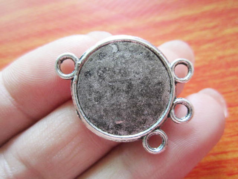 20pcs 20mm antiqued silver plated round bezel connector blanks