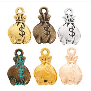 100 piezas de 18 x 10 mm de plata antigua, bronce antiguo, oro antiguo, oro brillante, oro KC y accesorios para monederos o bolsas de dinero en color verde envejecido.