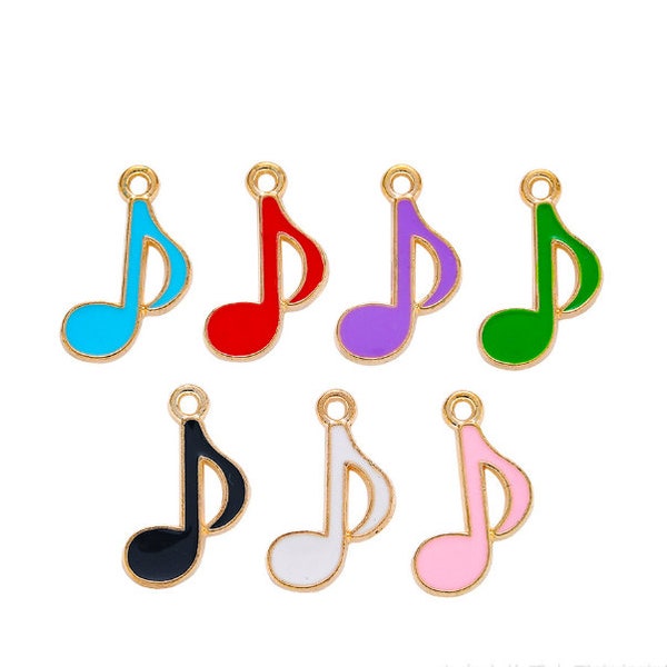 Bulk Sale --30pcs 20x10mm kc gold enamel music note charms findings pendants--7 colors for your choose