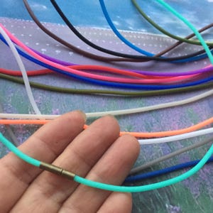 10pcs 7-27 inch you choose 2mm thickness hollow rubber choker necklace cords with antiqued bronze needle clasps--15 colors for your choose