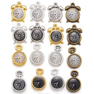 Venta al por mayor: 20 piezas de 16 x 12 mm de plata antigua/plata brillante/bronce antiguo/accesorios de dijes de reloj de oro