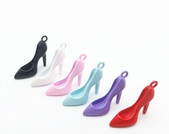 Bulk Sale --30pcs 18x18mm colored high heels charms findings pendants--6 colors for your choose