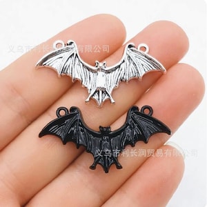Bulk Sale--50pcs 44x23mm antiqued silver/black BAT charms findings