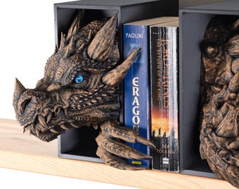 Emerging Dragon Bücherecke: Handgemalte 3D gedruckte Fantasy Bücherregal Deko