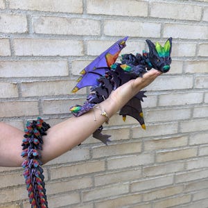 Riesiger 103 cm Kristall-Drache | Massive gegliederte 3D gedruckte Fantasy-Drachen-Figur | Sammlerstück