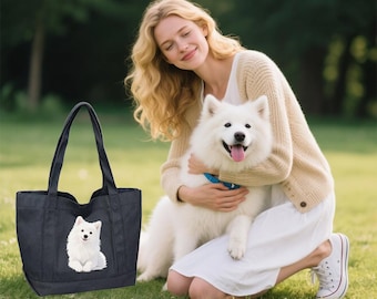 Custom Pet Portrait Tote Bag, Personalized Animal Illustration Canvas Tote