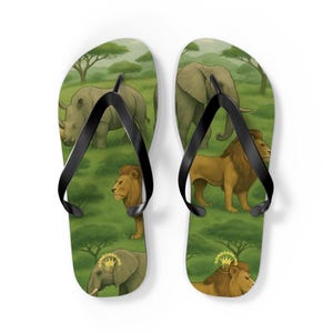 DONBOSSKING Safari-Themed Flip Flops for Wildlife Lovers, Summer Sandals, Beach Footwear, Vacation Essentials, Casual Slip-Ons