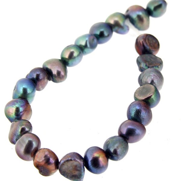 22Beads  Black Freshwater Cultured Pearl 6mmx 7mm Gemstone